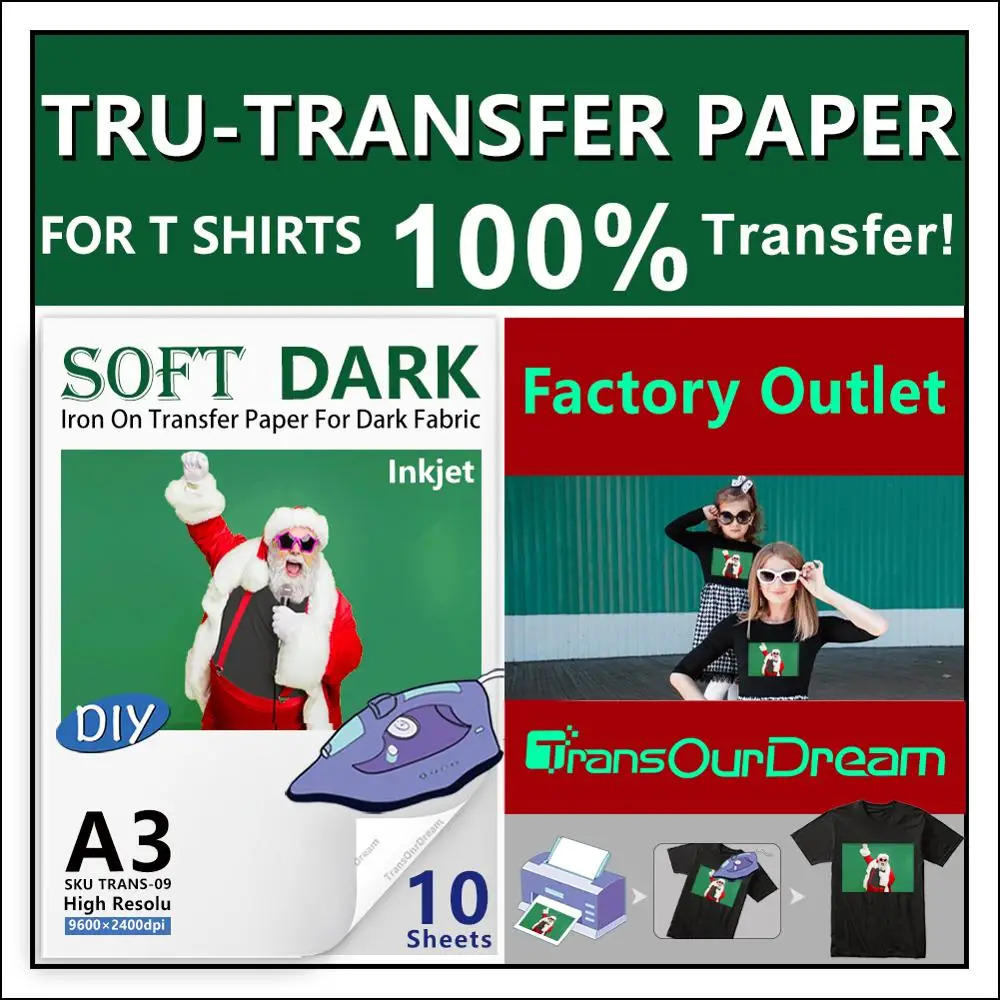 TransOurDream Tru-Transfer Paper. 10 Sheets A3 Iron on Transfer Paper. Heat Transfer Paper for Dark Fabric T-shirts. Fast Send!
TransOurDream Tru-Transfer Paper. 10 Sheets A3 Iron on Transfer Paper. Heat Transfer Paper for Dark Fabric T-shirts. Fast Send!
