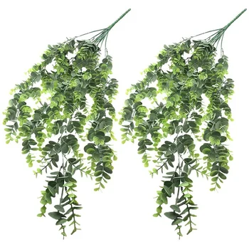 

2Pcs Artificial Eucalyptus Vine Garland Plant Fake Hanging Plants 29.5 inch for Indoor Outdoor Front Porch Flower Decor