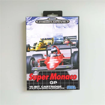 Super Monaco GP - EUR Cover With Box 16 Bit MD Game Card for Megadrive Genesis Video Game Console