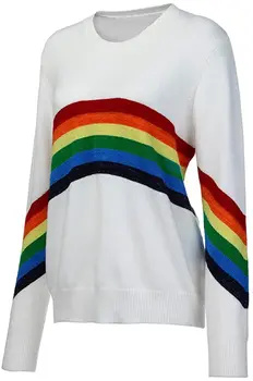 Women Sweater Tops,Women's Rainbow Stripes Crewneck Long Sleeve Casual Autumn Sweater Blouse Top
Women Sweater Tops,Women's Rainbow Stripes Crewneck Long Sleeve Casual Autumn Sweater Blouse Top