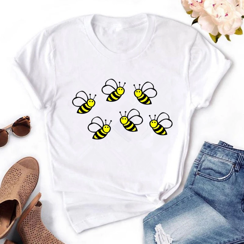 

Cartoon bee Print Women t-shirts Summer Casual Funny t shirt For Hot Tops Female Clothes