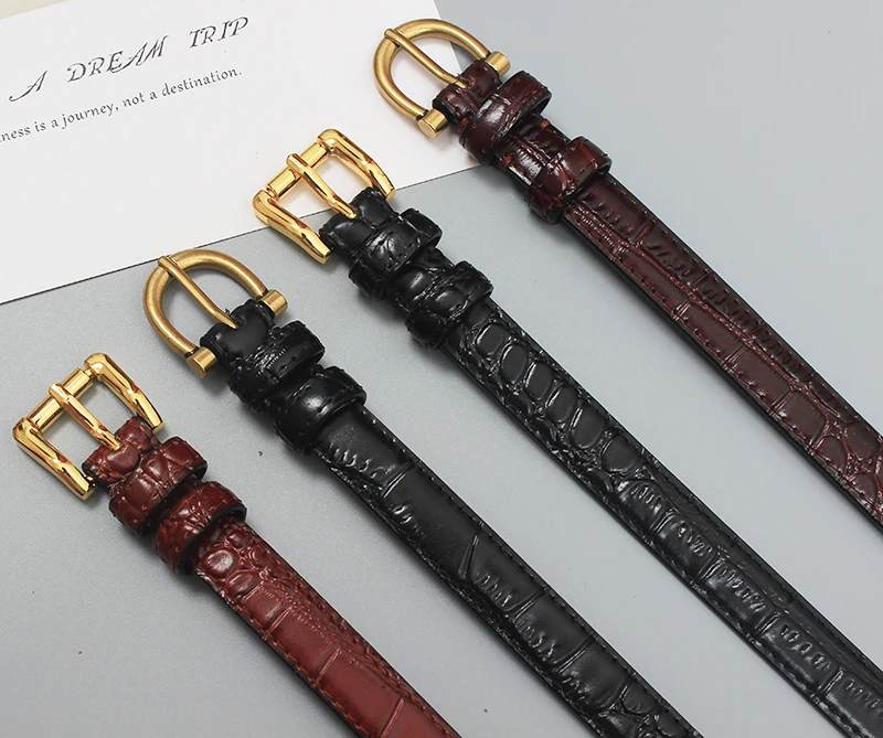 High Quality Alligator Pattern Cow Leather Slim Belt for Women Vintage Genuine Leather Cowhide Jean Pant Belt Femme Cinturon New
High Quality Alligator Pattern Cow Leather Slim Belt for Women Vintage Genuine Leather Cowhide Jean Pant Belt Femme Cinturon New