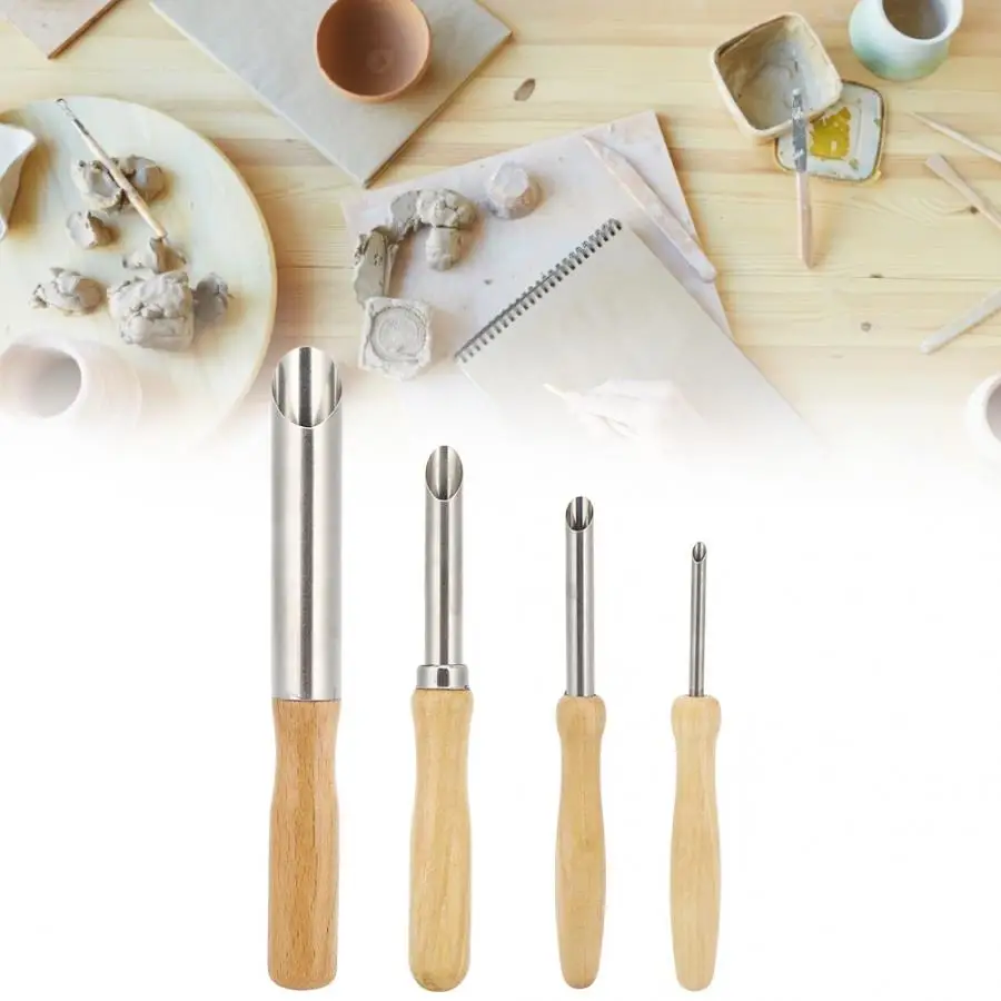 4Pcs Clay Hole Cutter Wood Handle Circular Hole Pottery Clay Cutters Carving Drilling Tool
4Pcs Clay Hole Cutter Wood Handle Circular Hole Pottery Clay Cutters Carving Drilling Tool