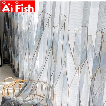 Contrasting Geometric Tulle Curtains Exquisite Embroidered Living Room Window Screen Curtains Modern Sheer Voile Drapes zh055-30
Contrasting Geometric Tulle Curtains Exquisite Embroidered Living Room Window Screen Curtains Modern Sheer Voile Drapes zh055-30