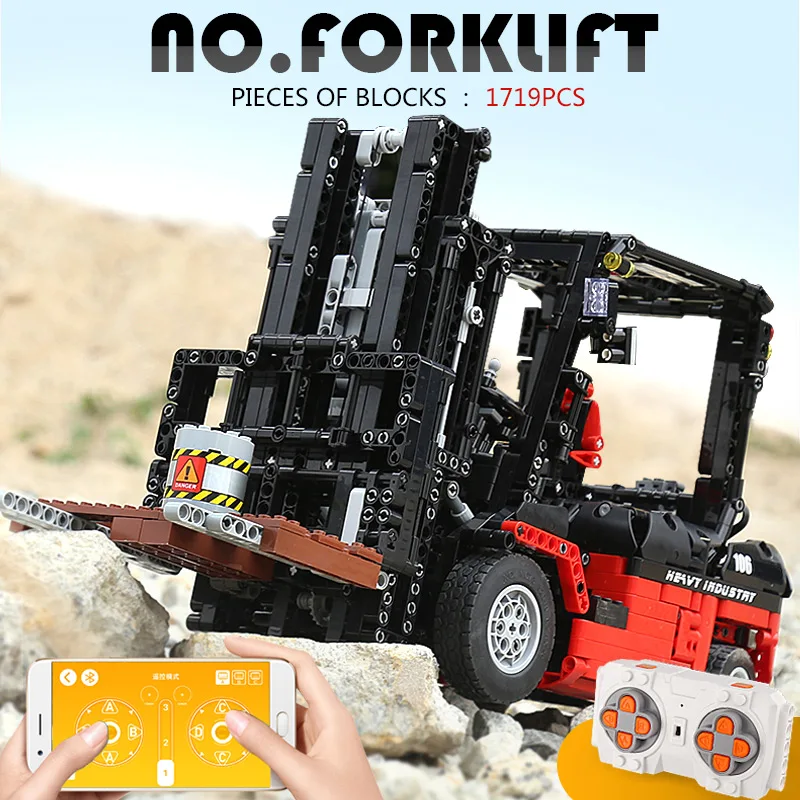 

Technic Motor Power Custom Forklift Mk II Buildling Blocks Bricks Set compatible Legoinglys MOC-3681 Forklift Model for Children