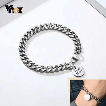 Vnox Basic 9MM Wide Curb Cuban Link Chain Bracelets for Men Personalized Engrave Stainless Steel Round Tag Custom Gifts Jewelry
Vnox Basic 9MM Wide Curb Cuban Link Chain Bracelets for Men Personalized Engrave Stainless Steel Round Tag Custom Gifts Jewelry