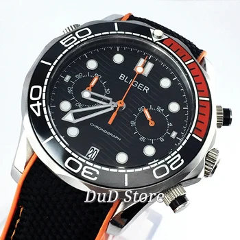 Bliger new 41mm silver case sapphire crystal ceramic bezel black dial date rubber strap chronograph quartz mens top luxury watch
Bliger new 41mm silver case sapphire crystal ceramic bezel black dial date rubber strap chronograph quartz mens top luxury watch