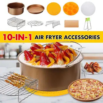 10Pcs Non-stick Air Fryer Accessories 9 Inch for Gowise Phillips Cozyna and Secura, Set of 10, Fit all Air fryer 5.3 5.8 6.8QT
10Pcs Non-stick Air Fryer Accessories 9 Inch for Gowise Phillips Cozyna and Secura, Set of 10, Fit all Air fryer 5.3 5.8 6.8QT