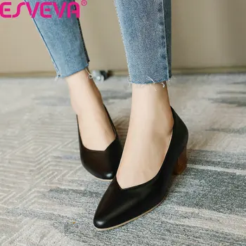 ESVEVA 2020 Pointed Toe Spring Autumn PU Leather Fashion Ladies Pumps Square Heel Shallow Concise Women Single Shoes Size34-43
ESVEVA 2020 Pointed Toe Spring Autumn PU Leather Fashion Ladies Pumps Square Heel Shallow Concise Women Single Shoes Size34-43