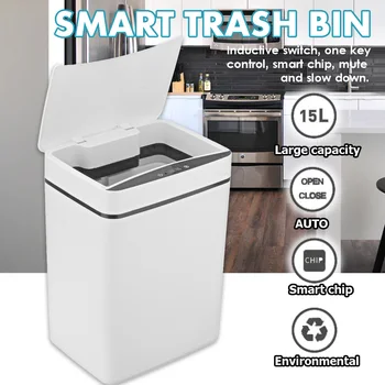 15L Fully Automatic Touchless Smart Infrared Motion Sensor Rubbish Waste Bin Kitchen Trash Can Garbage Bins Home Cleaning Tool
15L Fully Automatic Touchless Smart Infrared Motion Sensor Rubbish Waste Bin Kitchen Trash Can Garbage Bins Home Cleaning Tool