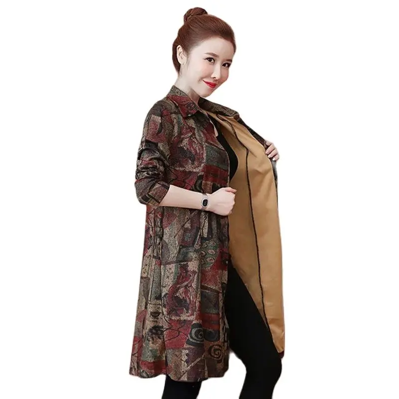 

Женская модная куртка с отложным воротником, Новинка весна-осень 2022, женское свободное элегантное пальто средней длины с длинным рукавом в стиле ретро