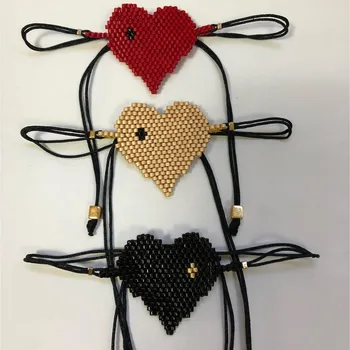 

SHINUSBOHO Friends Lucky Heart MIYUKI Bracelets for Women Instagram Fashion Gold Beads Bileklik bransoletki damskie Love Jewelry