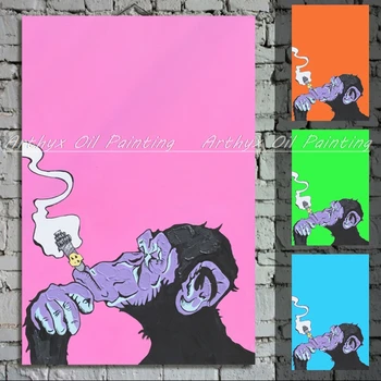 Arthyx Hot Sell Hand Painted Abstract Smoking Gorilla Art Cartoon Animals Oil Painting On Canvas For Living Room Wall Decoration
Arthyx Hot Sell Hand Painted Abstract Smoking Gorilla Art Cartoon Animals Oil Painting On Canvas For Living Room Wall Decoration