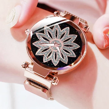 Personality Romantic Starry Sky Women Magnet Buckle Watches Fashion Ladies Rhinestone Flower Steel Mesh Belt Quartz Watch
Personality Romantic Starry Sky Women Magnet Buckle Watches Fashion Ladies Rhinestone Flower Steel Mesh Belt Quartz Watch