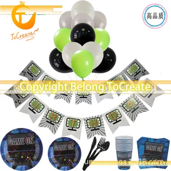 to Create Game Theme Party Background Game Birthday Pull Flag Made by Paper Balloon Tableware Set Party Decoration Baby Birthday
to Create Game Theme Party Background Game Birthday Pull Flag Made by Paper Balloon Tableware Set Party Decoration Baby Birthday