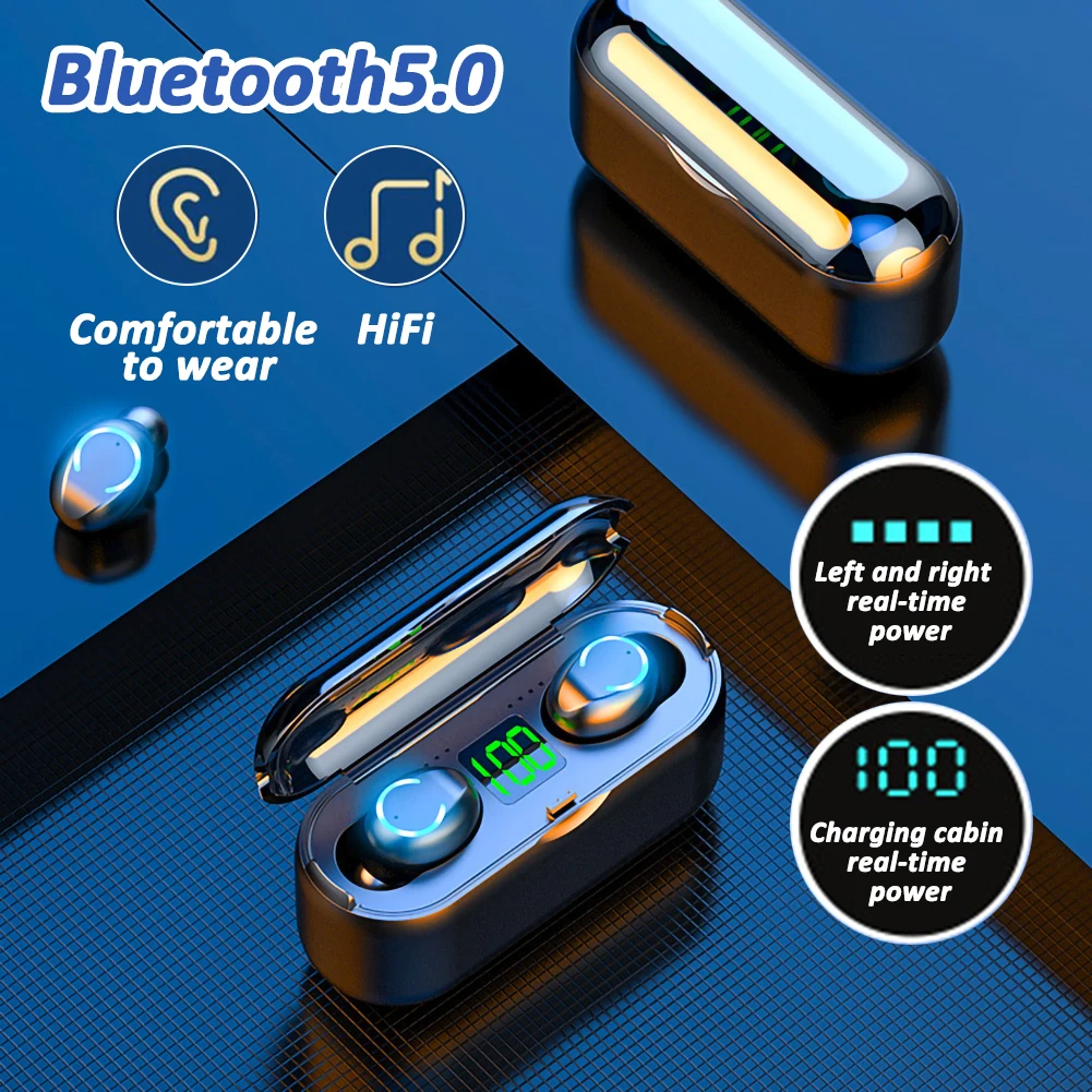 F9-8 Bluetooth 5.0 TWS Wireless Headphone Energy-saving Sports Earphone IPX7 Waterproof stereo Headset LED Display Power Bank
F9-8 Bluetooth 5.0 TWS Wireless Headphone Energy-saving Sports Earphone IPX7 Waterproof stereo Headset LED Display Power Bank