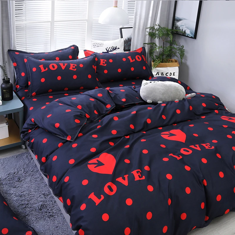 3/4pcs Black Red Heart Dot Printing Textile Bedding Set Include Duvet Cover&Sheets&Pillowcases Comfortable Home Bed Set
3/4pcs Black Red Heart Dot Printing Textile Bedding Set Include Duvet Cover&Sheets&Pillowcases Comfortable Home Bed Set