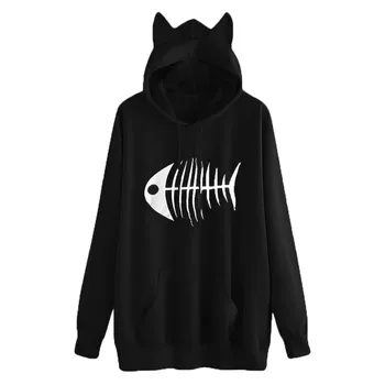 new arrival sweatshirt Women's Casual Cat Ears Long Sleeve Fish Bone Pattern Hooded Sweatshirts sudadera mujer
new arrival sweatshirt Women's Casual Cat Ears Long Sleeve Fish Bone Pattern Hooded Sweatshirts sudadera mujer
