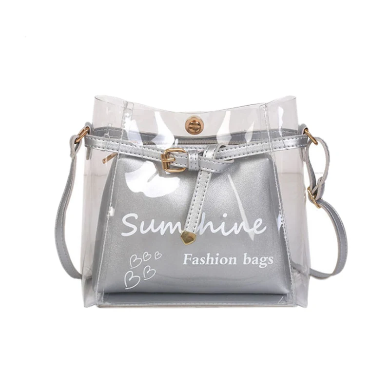 New Fashion Women Transparent Pvc Messenger Cross Body Handbag Ladies Leather Bag Shoulder Bag Purse Tote Bag Silver
New Fashion Women Transparent Pvc Messenger Cross Body Handbag Ladies Leather Bag Shoulder Bag Purse Tote Bag Silver
