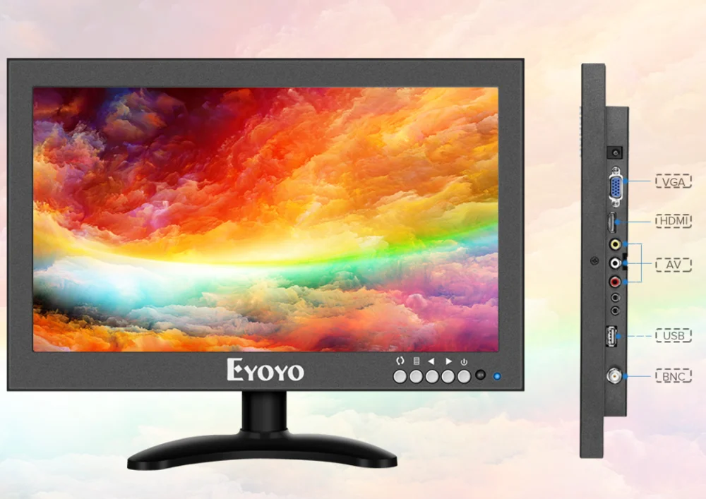 Eyoyo EM12B 12” 1920x1080 FHD IPS LCD BNC CCTV Security Monitor Screen HDMI VGA Display for PC Camera DVD DVR Surveillance |