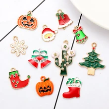 10pcs Sinos de Esmalte Encantos de Natal Do Floco De Neve Encantos Fantasma Artesanato Para Decoração DIY Neckalce Brinco Acessório de Jóias Pulseira(China)