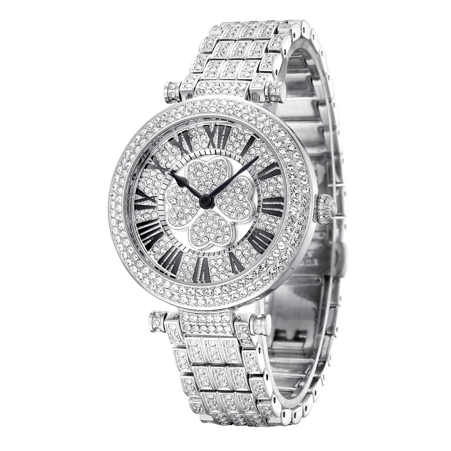 PB Watch Women Four-Leaf Clover Rotatable Dial Watches Women Crystal Bracelet Silver Quartz Waterproof Luxury Relogio Feminino PB Watch Women Four-Leaf Clover Rotatable Dial Watches Women Crystal Bracelet Silver Quartz Waterproof Luxury Relogio Feminino