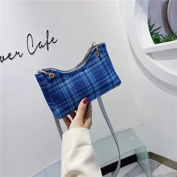 Small fresh summer plaid canvas bag female bag new Korean version of the fashion girl shoulder slung underarm bag 
Small fresh summer plaid canvas bag female bag new Korean version of the fashion girl shoulder slung underarm bag