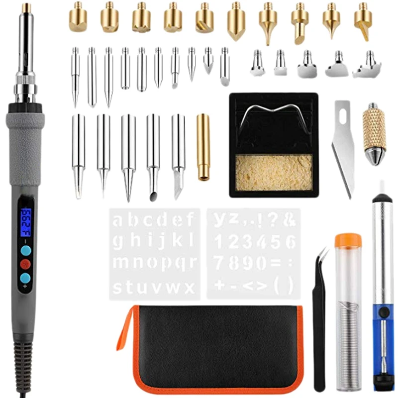 43Pcs Lcd Wood Burning Kit Pyrography Pen with Various Temperature Control Wood Burning Craft Tips for Wood Burning Soldering Ca
43Pcs Lcd Wood Burning Kit Pyrography Pen with Various Temperature Control Wood Burning Craft Tips for Wood Burning Soldering Ca