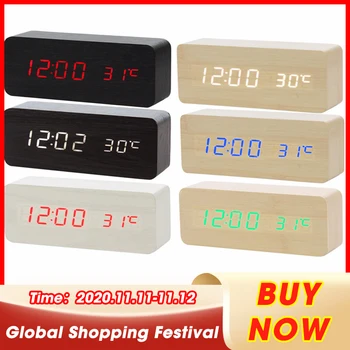 2019 New Voice Control LED Alarm Clock , Digital Thermometer Wooden Backlight Wood Retro Glow Clock Table Luminous Alarm Clocks
2019 New Voice Control LED Alarm Clock , Digital Thermometer Wooden Backlight Wood Retro Glow Clock Table Luminous Alarm Clocks