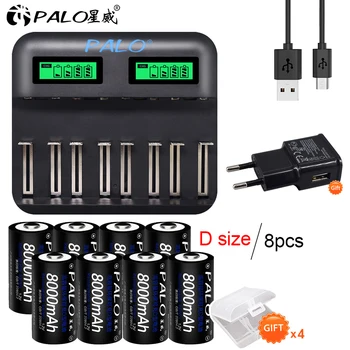 Palo AA AAA C D Battery Charger USB LCD Smart Quick Charge +Big Capacity d battery 1.2V 8000mAh NiMH Rechargeable D size Battery
Palo AA AAA C D Battery Charger USB LCD Smart Quick Charge +Big Capacity d battery 1.2V 8000mAh NiMH Rechargeable D size Battery