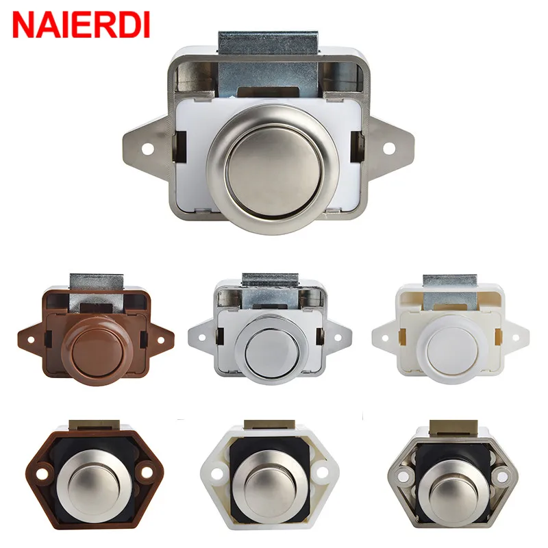 NAIERDI 10PCS Camper Car Push Lock Diameter RV Caravan Boat Motor Home Cabinet Drawer Latch Button Locks Furniture Hardware |