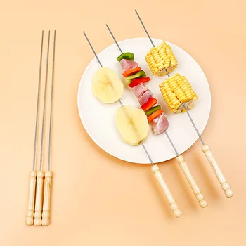 Stainless steel wooden handle barbecue mutton skewer BBQ needles tool iron round stick accessories needle 100pcs 200pcs
Stainless steel wooden handle barbecue mutton skewer BBQ needles tool iron round stick accessories needle 100pcs 200pcs