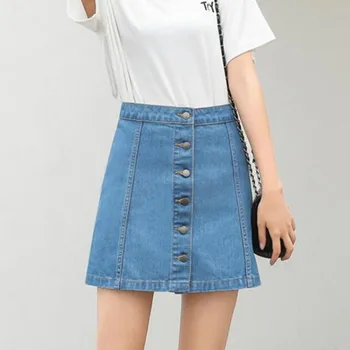 Vintage Jeans Skirt For Ladis Short Mini Blue Denim Skirt Women 2019 Spring Summer High Waist Fashion Casual Button Plus Size 
Vintage Jeans Skirt For Ladis Short Mini Blue Denim Skirt Women 2019 Spring Summer High Waist Fashion Casual Button Plus Size