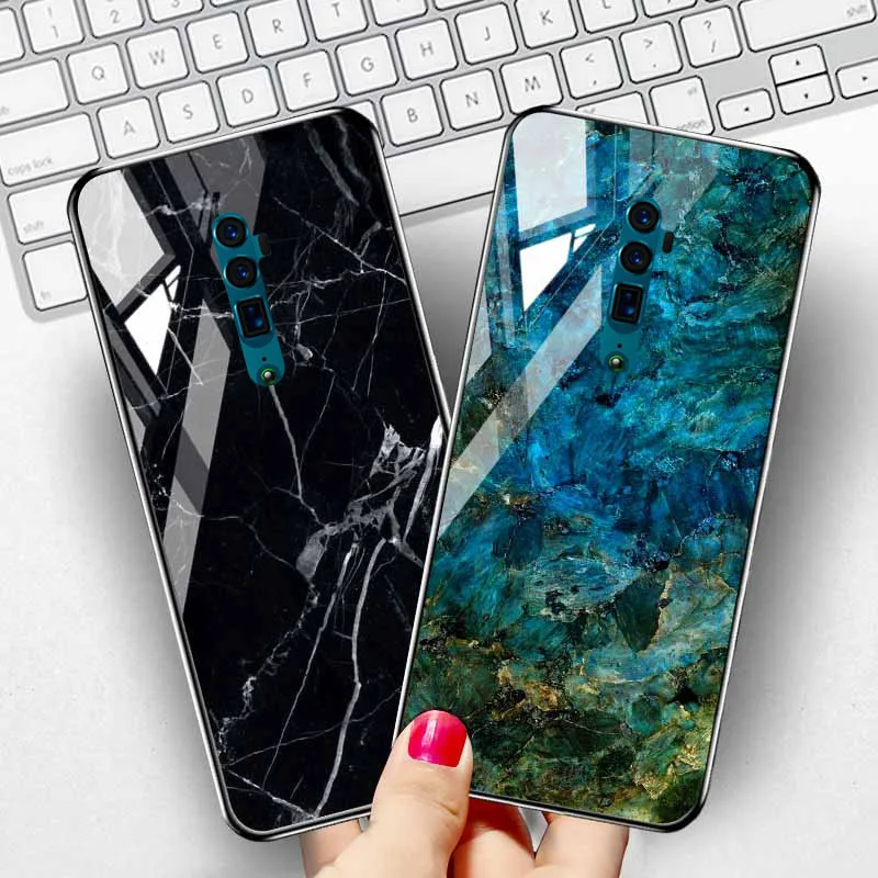 Чехол с мраморным закаленным стеклом для OPPO Realme X2 5 Pro 8i Q XT F11 F9 Reno 3 5G Z 10X Zoom A9 A5 2020