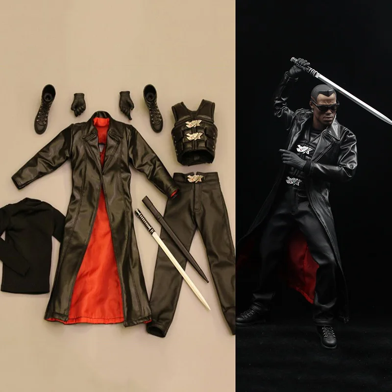 Игрушки HT 1/6 Scale мужской черный охотник кожаный костюм одежда воин снайпер набор