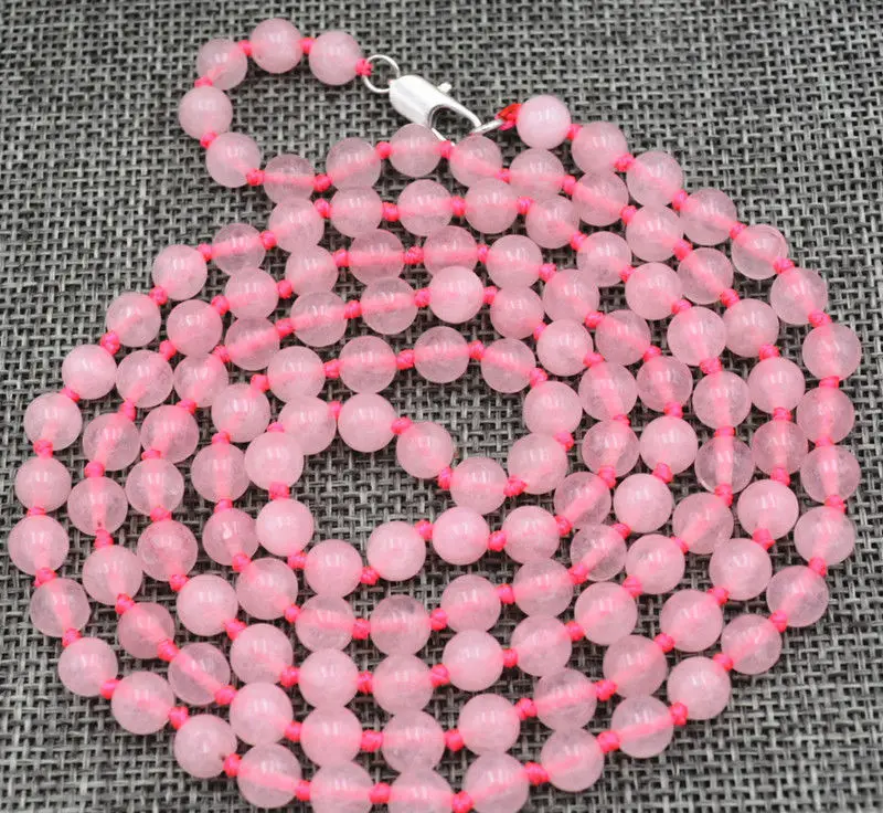 

free shipping NEW Fine natural 6 mm pink quartz beads Necklace 36 "AAA