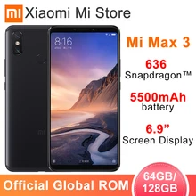 Global ROM Xiao mi mi Max 3 4GB 64 GB/6 GB 128G Snapdragon 636 Núcleo octa 5500mAh 6.9 "2160x1080 Tela Dual Camera Smartphone LTE(China)