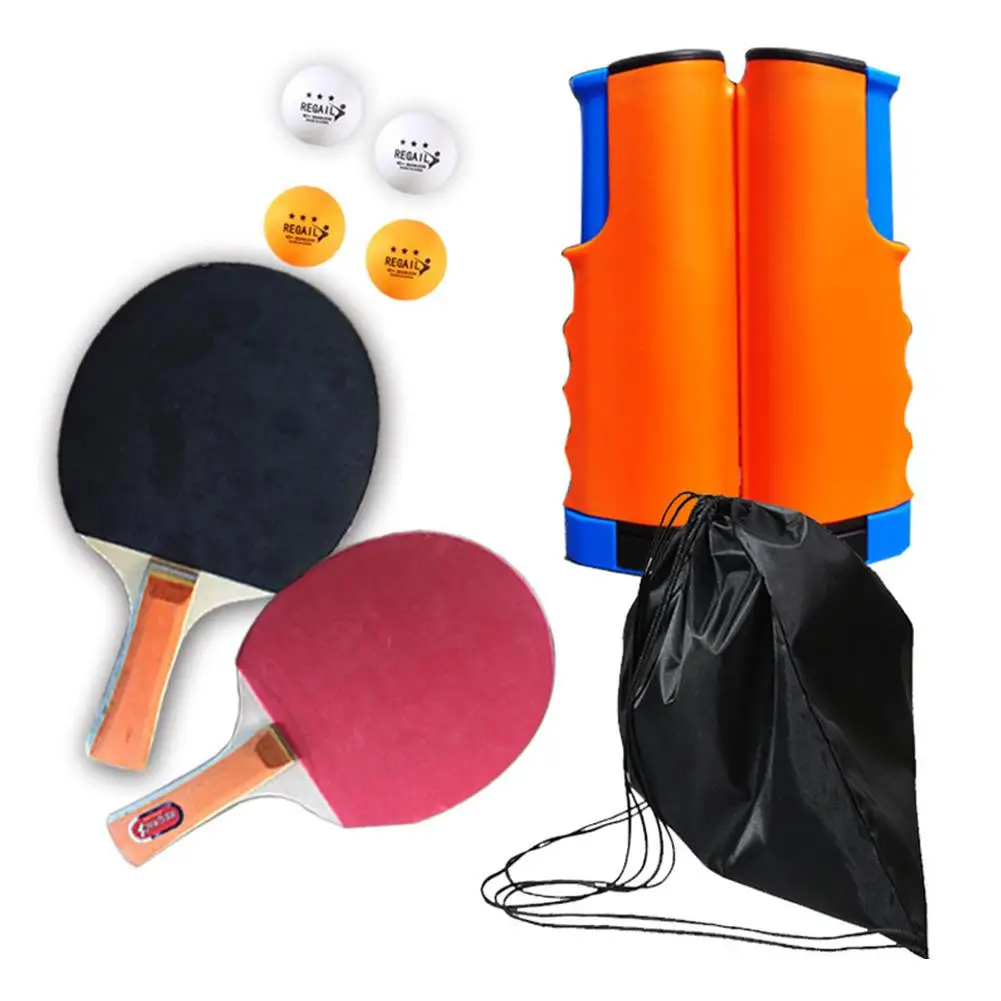 

Table Tennis Racket Set Portable Telescopic Ping Pong Paddle Kit With Retractable Net 4 Ball Durable Family Games Set