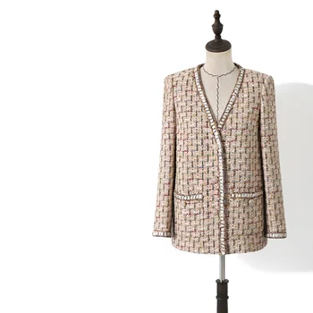 2019 autumn winter women korean loose vintage v-neck tweed coat single breasted celebrity plaid knitted weave jackets y424
2019 autumn winter women korean loose vintage v-neck tweed coat single breasted celebrity plaid knitted weave jackets y424