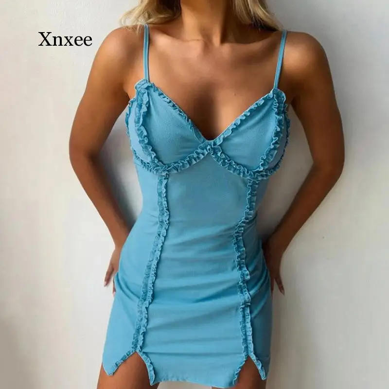 Sexy Ruffles Bodycon Dress Straped V Neck Dresses Solid Ruched Women Dresses for Women Streetwear Clubwear Vintage Clothes 2021
Sexy Ruffles Bodycon Dress Straped V Neck Dresses Solid Ruched Women Dresses for Women Streetwear Clubwear Vintage Clothes 2021