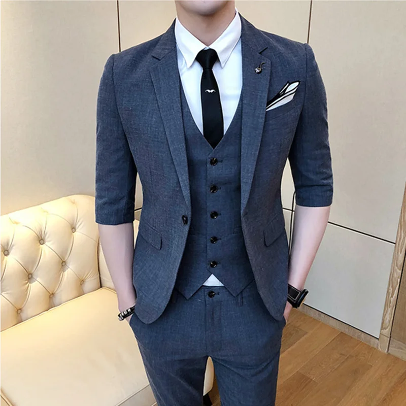 ( Jackets+Vest +Pants ) 2019 Brand clothing Fashion Men business suits/Male Pure cotton leisure groom dress Blazers three-piece
( Jackets+Vest +Pants ) 2019 Brand clothing Fashion Men business suits/Male Pure cotton leisure groom dress Blazers three-piece