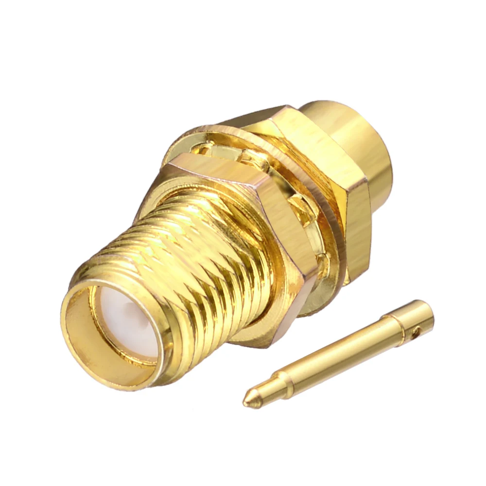 Superbat 10pcs RP-SMA Straight Solder 50 Ohm Jack(male pin) Bulkhead RF Coaxial Connector for Semi-rigid Cable.141
Superbat 10pcs RP-SMA Straight Solder 50 Ohm Jack(male pin) Bulkhead RF Coaxial Connector for Semi-rigid Cable.141