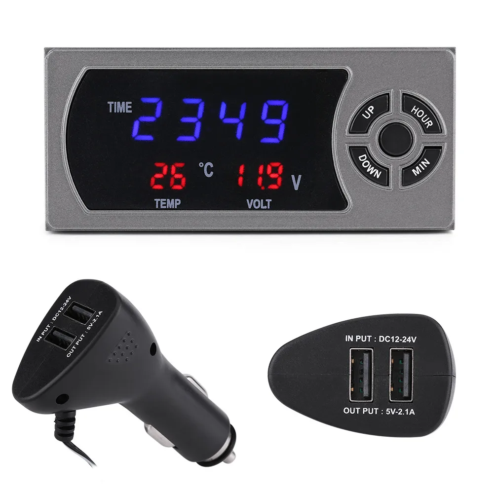 3 In 1 Car Vehicle LED Digital Clock Thermometer Voltmeter With USB Charging Port Power Plug For 12-24V Cars Electronic Clocks
3 In 1 Car Vehicle LED Digital Clock Thermometer Voltmeter With USB Charging Port Power Plug For 12-24V Cars Electronic Clocks