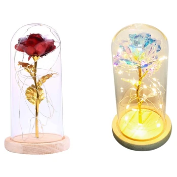 2x Gold-Plated Rose with Led Light in Glass e for Wedding Party Mother's Day Gift Color White & Red
2x Gold-Plated Rose with Led Light in Glass e for Wedding Party Mother's Day Gift Color White & Red