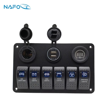 Marine Boat Rocker Switch Panel 4.2A Dual USB Socket Digital Voltmeter 12V Cigarette Lighter Socket 6 Gang Rocker Switch Panel
Marine Boat Rocker Switch Panel 4.2A Dual USB Socket Digital Voltmeter 12V Cigarette Lighter Socket 6 Gang Rocker Switch Panel