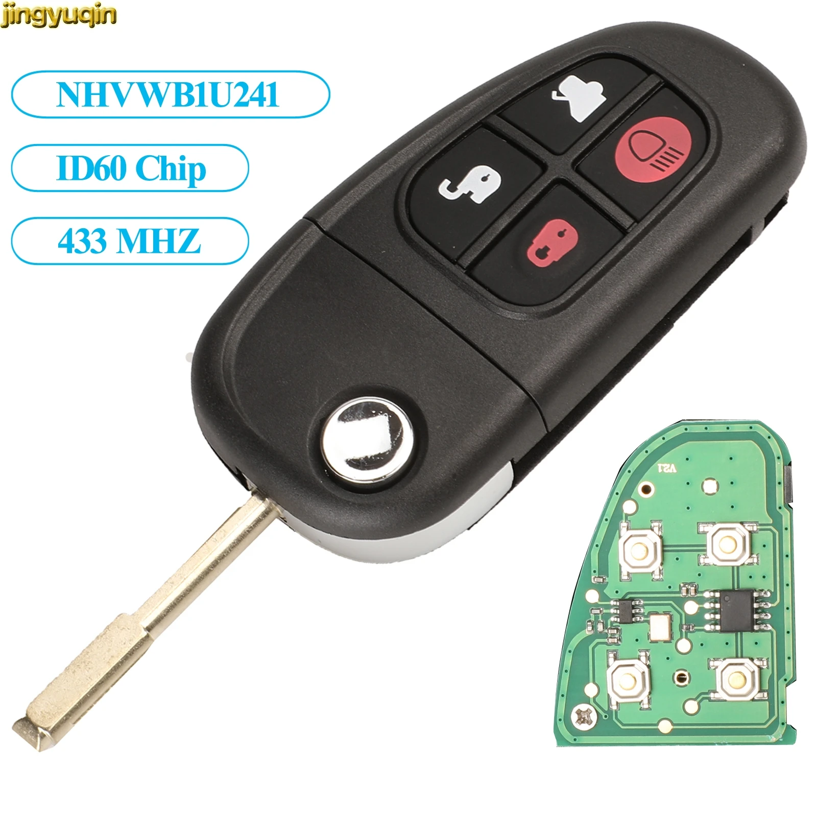 jingyuqin 4 Buttons Remote Key Control Flip Car Key 2002-2008 433MHZ 4D60 Chip For Jaguar X-Type S-Type 1999-2009 XJ XJR
jingyuqin 4 Buttons Remote Key Control Flip Car Key 2002-2008 433MHZ 4D60 Chip For Jaguar X-Type S-Type 1999-2009 XJ XJR