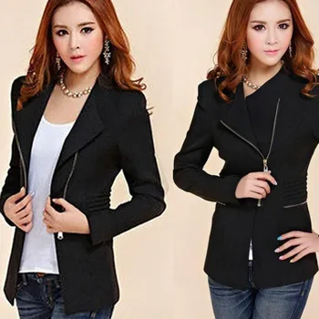 2019 Autumn Women Long Sleeve Coat Blazer Biker Jacket Outwear Tops Casual Fashion Zipper Up Solid Color Blazer Coat
2019 Autumn Women Long Sleeve Coat Blazer Biker Jacket Outwear Tops Casual Fashion Zipper Up Solid Color Blazer Coat