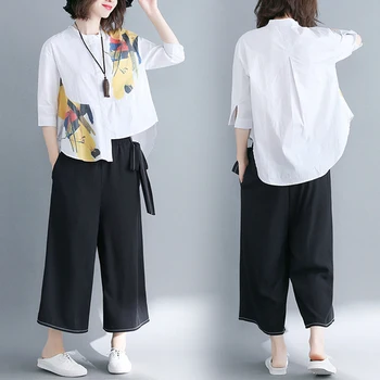 Casual Literary Two Piece Set Top And Wide Leg Pants Floral Print Costumes For Women Pastel Year-old Female Costume
Casual Literary Two Piece Set Top And Wide Leg Pants Floral Print Costumes For Women Pastel Year-old Female Costume