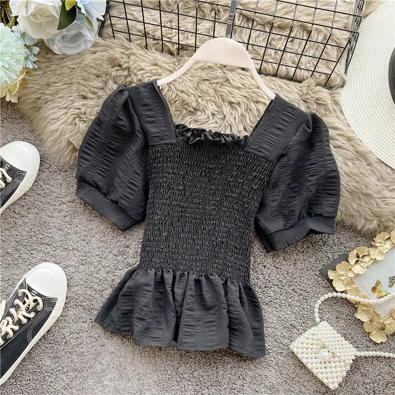 Women's Square Collar Shirt Women 2020 Spring Summer New Elastic Waist Was Thin Solid Color Short-sleeved Shirt Tops ML799
Women's Square Collar Shirt Women 2020 Spring Summer New Elastic Waist Was Thin Solid Color Short-sleeved Shirt Tops ML799