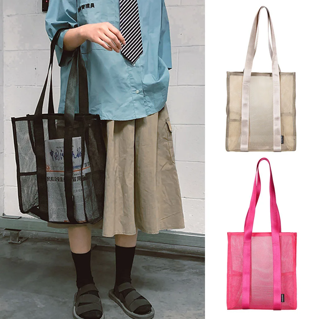 Unisex Mesh Net Shopping Bag Pure Color Shoulder Bag Large Handle Bags Shopping Bags Reusable Fruit Storage Handbag Totes#C3
Unisex Mesh Net Shopping Bag Pure Color Shoulder Bag Large Handle Bags Shopping Bags Reusable Fruit Storage Handbag Totes#C3